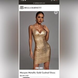 Bella Barnett gold bandage bodycon dress size small nwt